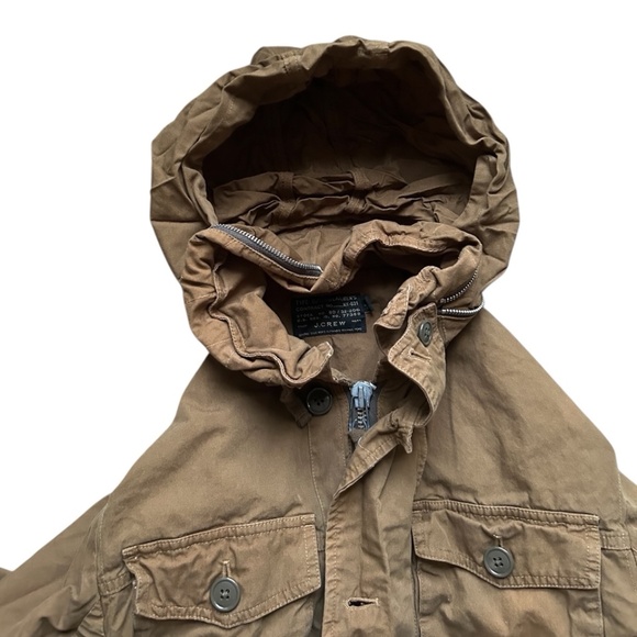 J Crew Jacket Field Mechanics Brown Size M Hood Utility Military READ - Picture 11 of 11